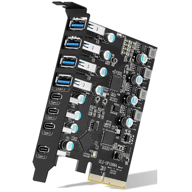 Alt view image 6 of 10 - PCIe USB 3.2/3.1 Gen 2 Card 8 Ports (4X Type USB C - 4 USB A) Expansion Card 10Gbps USB C PCIe Card PC Internal USB hub for Windows 7/8/10 Linux and MacPro 4.1/5.1