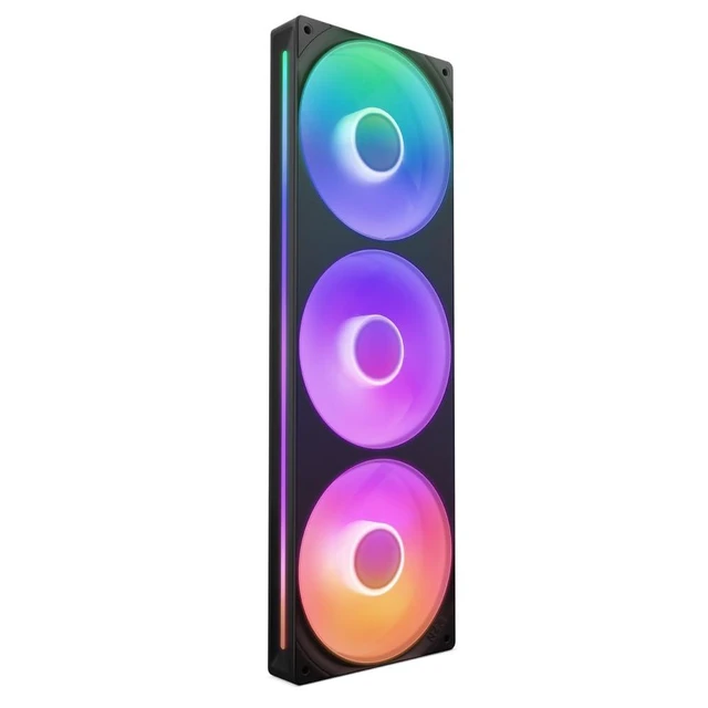 Alt view image 6 of 10 - NZXT F360 RGB Core - 360mm Single-Frame Fan Unit with 3 x 120mm RGB Fans - Speed & Lighting Control - High Static Pressure & Airflow - Fluid Dynamic Bearings - 8 aRGB LEDs Per Fan - Black
