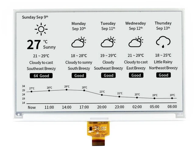 Alt view image 6 of 10 - waveshare 7.5inch E-Ink Raw Display Compatible with Raspberry Pi 5/4B/3B/Zero/Zero W/Zero 2W/Pico/Pico W/Pico WH 800×480 Resolution with SPI Interface Without PCB