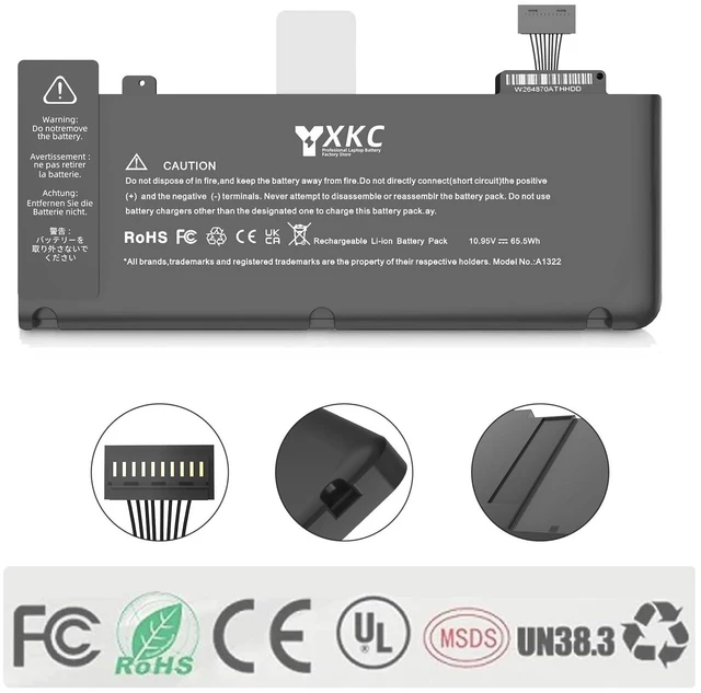 Alt view image 10 of 10 - YXKC A1322 A1278 3ICP5/69/71-2 Li-ion Battery for MacBook Pro 13-inch (Mid 2009,2010,2012; Early/Late 2011) | Compatible with MacBook Pro 5,5;7,1;8,1;9,2 & AMC700LL | 10.95V 63.5Wh