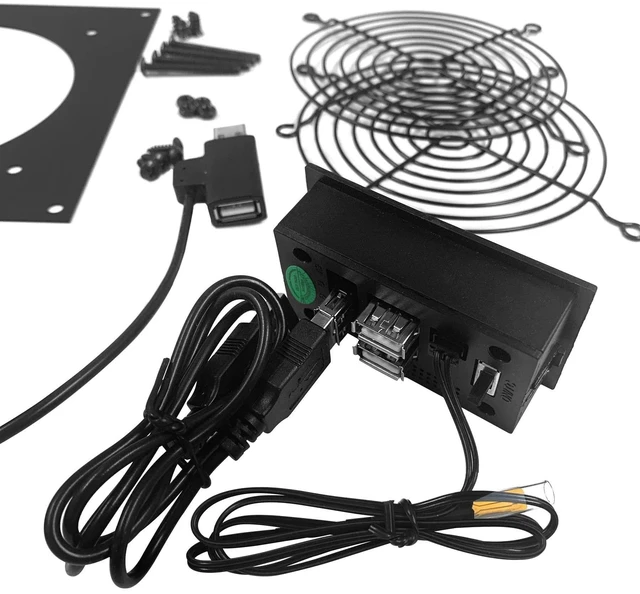 Alt view image 7 of 8 - Single 120mm USB Fan with Bracket and Preset Thermostat