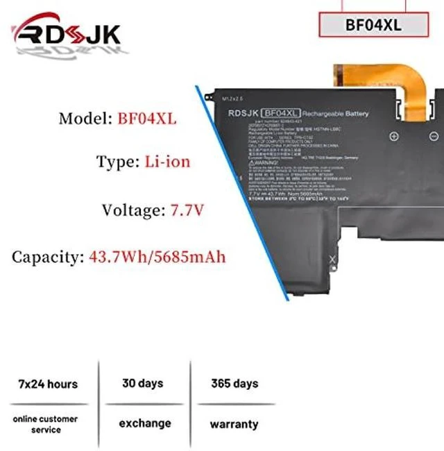 Alt view image 7 of 10 - BF04XL Laptop Battery for HP Spectre 13-AF 13-AF100 13-AF000NC 13-AF110TU 13-AF012DX 13-AF501TU AF502TU AF503TU AF504TU AF505TU AF506TU 13-V115TU 13-V117TU HSTNN-LB8C 924843-421 924960-855 7.7V 43.7Wh
