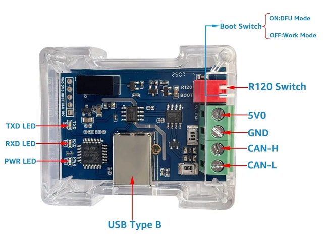 Alt view image 9 of 10 - DSD TECH SH-C31G Isolated USB to CAN Adapter with FD Support Based on Canable 2.0 Pro