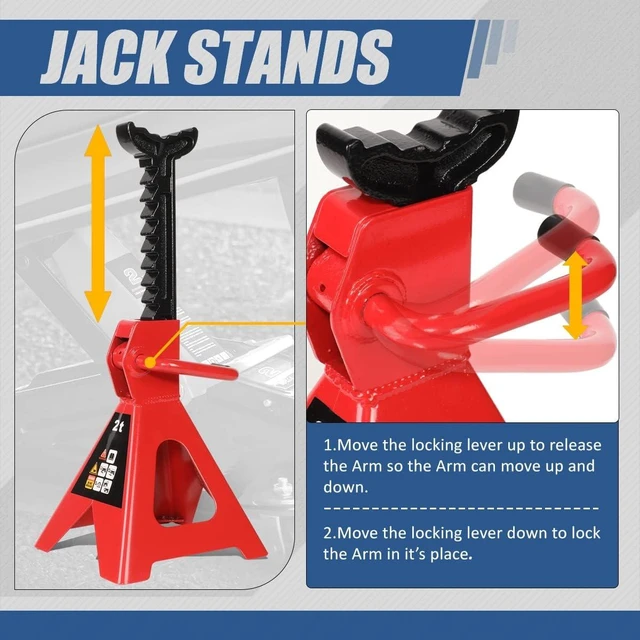 Alt view image 10 of 14 - 2 Ton Floor Jack with Jack Stands, Heavy Duty Steel Hydraulic Racing Floor Jack with Single Piston Quick Lift Pump, Hydraulic Trolley Service Car Jack, Red/Black