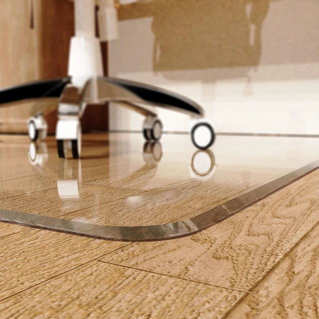 Alt view image 8 of 14 - Beveled Edge Office Chair Mat for Carpet or Hardwood Floor 36" x 48" Clear Chair Mats for a Smooth Glide and Easy Roll On/Off, Heavy Duty and Non-Slip Pad Floor Ultimate Desk Chair Mat