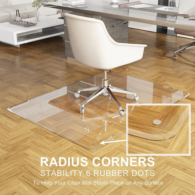 Alt view image 11 of 14 - Beveled Edge Office Chair Mat for Carpet or Hardwood Floor 36" x 48" Clear Chair Mats for a Smooth Glide and Easy Roll On/Off, Heavy Duty and Non-Slip Pad Floor Ultimate Desk Chair Mat