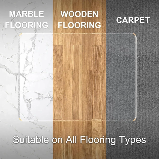 Alt view image 13 of 14 - Beveled Edge Office Chair Mat for Carpet or Hardwood Floor 36" x 48" Clear Chair Mats for a Smooth Glide and Easy Roll On/Off, Heavy Duty and Non-Slip Pad Floor Ultimate Desk Chair Mat