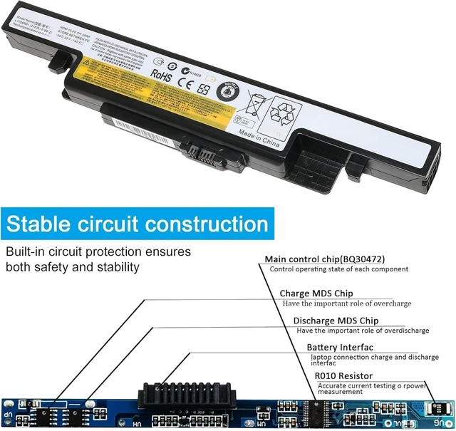 Alt view image 10 of 10 - 10.8V 48WH New Laptop Battery for len-OVO Ideapad Y400 Y410 Y490 Y500 Y510 Y590 L11S6R01 L11L6R02 L12L6E01 L12S6A01 L12S6E01 3ICR19/65-2 3INR19/66-2