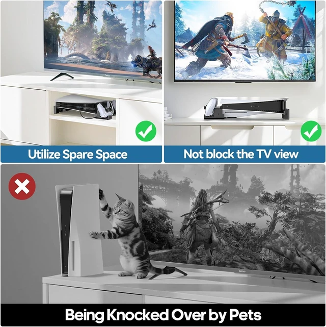 Alt view image 14 of 14 - PS5/Slim/Pro Horizontal Stand with Cooling Fan & Charger for Original & Edge Controllers, Scalable Design PS5 Accessories Base with EVA Foams for All PS 5 Disc & Digital, PS 5 Sideways Stand Black