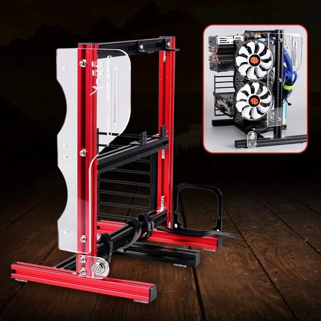 Alt view image 9 of 10 - PC Frame Test Bench ITX ATX MATX Test Bench Open Air Case Water Cooling Fan Chassic (Red)
