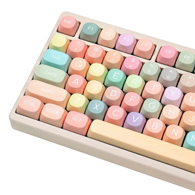 Alt view image 6 of 10 - Hunfuthr MOA Profile Keycaps,PBT Rainbow Candy Keycaps, 127 Keys Dye-Sublimation Cute Custom Keycap Set with Keycap Puller for Cherry Gateron MX Swithes Mechanical Keyboards