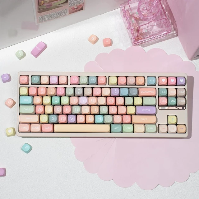 Alt view image 7 of 10 - Hunfuthr MOA Profile Keycaps,PBT Rainbow Candy Keycaps, 127 Keys Dye-Sublimation Cute Custom Keycap Set with Keycap Puller for Cherry Gateron MX Swithes Mechanical Keyboards