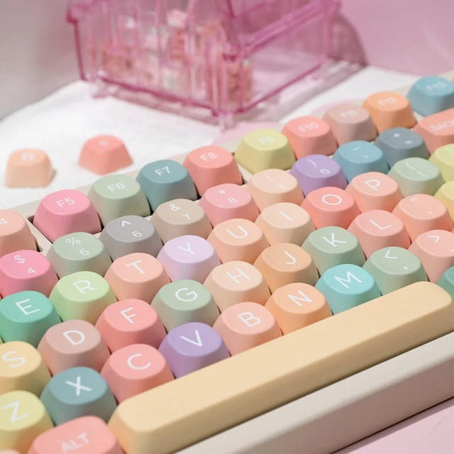 Alt view image 9 of 10 - Hunfuthr MOA Profile Keycaps,PBT Rainbow Candy Keycaps, 127 Keys Dye-Sublimation Cute Custom Keycap Set with Keycap Puller for Cherry Gateron MX Swithes Mechanical Keyboards