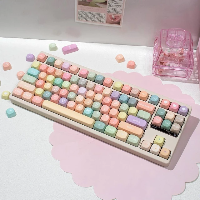 Alt view image 8 of 10 - Hunfuthr MOA Profile Keycaps,PBT Rainbow Candy Keycaps, 127 Keys Dye-Sublimation Cute Custom Keycap Set with Keycap Puller for Cherry Gateron MX Swithes Mechanical Keyboards