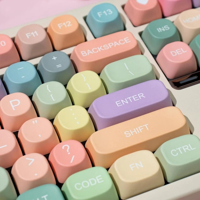 Alt view image 10 of 10 - Hunfuthr MOA Profile Keycaps,PBT Rainbow Candy Keycaps, 127 Keys Dye-Sublimation Cute Custom Keycap Set with Keycap Puller for Cherry Gateron MX Swithes Mechanical Keyboards