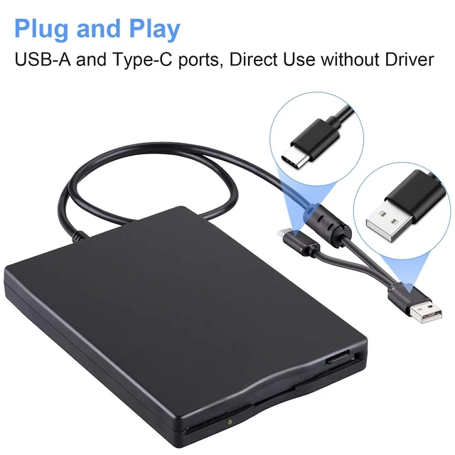 Alt view image 7 of 10 - Tendak Floppy Disk Reader, 3.5 inch External USB & Type-C 1.44MB FDD Floppy Disk Drive for Windows 11/10/8/7/2000/XP, Vista, PC, Laptop and Desktop, Plug and Play, Black