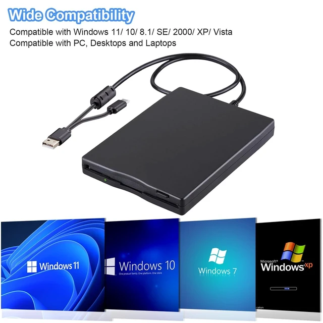 Alt view image 8 of 10 - Tendak Floppy Disk Reader, 3.5 inch External USB & Type-C 1.44MB FDD Floppy Disk Drive for Windows 11/10/8/7/2000/XP, Vista, PC, Laptop and Desktop, Plug and Play, Black