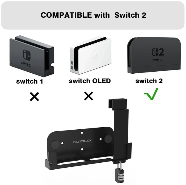 Alt view image 7 of 10 - Monzlteck Heavy Duty Anti-Theft Wall Mount for Switch2 Secure Lockable Metal Bracket with Password Lock Includes Mounting Hardware