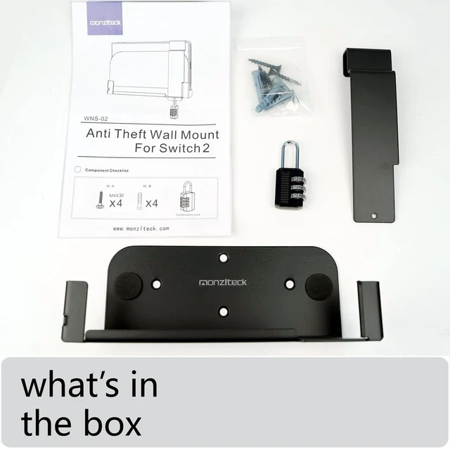 Alt view image 10 of 10 - Monzlteck Heavy Duty Anti-Theft Wall Mount for Switch2 Secure Lockable Metal Bracket with Password Lock Includes Mounting Hardware
