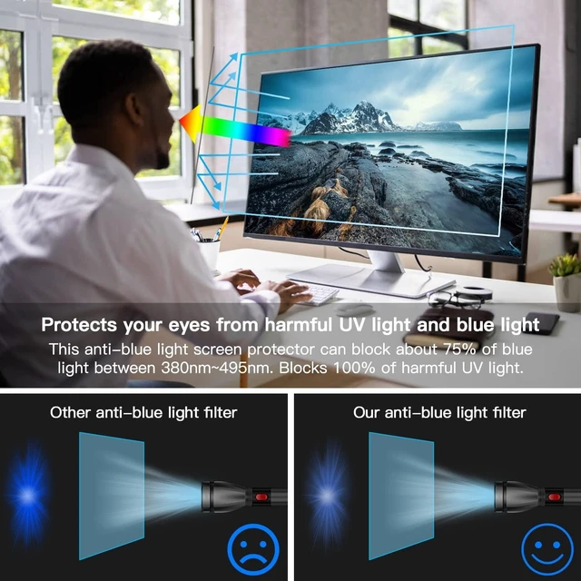 Alt view image 8 of 10 - 32 Inch TV Blue Light Screen Protector,Eye Protection Anti Blue Light Glare Screen Filter for LCD, LED, OLED &QLED 4K HDTV Display 16:9
