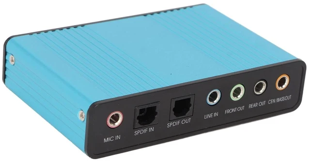 Alt view image 6 of 10 - 5.1 Channel USB Sound Card, Analog Play Recording External Sound Card for PC Laptop Computer with Multiple Interfaces, 48kHz Sampling Rate (Blue)