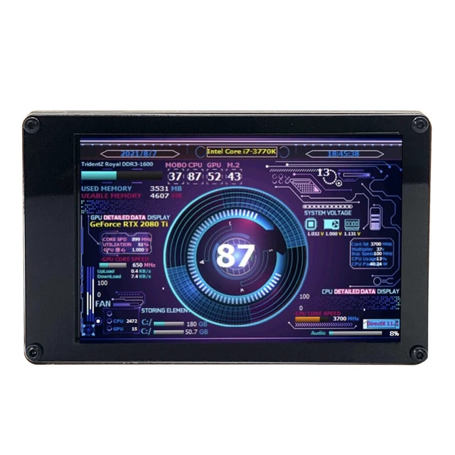Alt view image 6 of 10 - 3.5 Inch PC Sensor Panel Display,Computer Temp Monitor, Mini Screen Temperature Display PC CPU Data Monitor for PC CPU RAM Data, 360 Degree Rotation Sub Screen for Computer Case, Computer Temp Mo