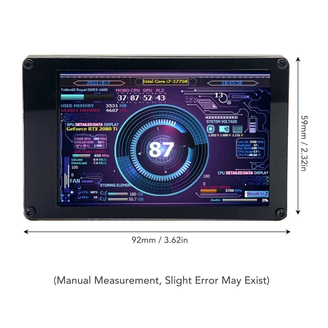 Alt view image 7 of 10 - 3.5 Inch PC Sensor Panel Display,Computer Temp Monitor, Mini Screen Temperature Display PC CPU Data Monitor for PC CPU RAM Data, 360 Degree Rotation Sub Screen for Computer Case, Computer Temp Mo