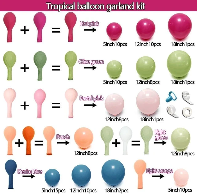 Alt view image 11 of 14 - Hot Pink Green Blue Balloon Arch Kit Double Stuffed Dark Pink Olive Green Denim Blue Light Orange Magenta Peach Balloon Garland for Birthday Baby Shower Flower Wedding Summer Party Decoration