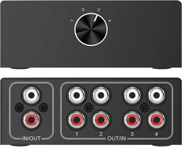 Alt view image 8 of 14 - 4-Way Stereo L/R Sound Channel Bi-Directional Audio Switcher, 1 in 4 Out or 4 in 1 Out, L/R Sound Channel Audio Switch Splitter RCA Stereo Switch Selector for DVD Stereo Speaker CD Player