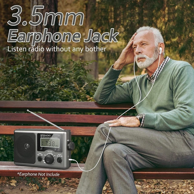 Alt view image 13 of 14 - Greadio Portable Shortwave Radio with Best Reception,AM FM Transistor,LCD Display,Time Setting,Battery Operated by 4 D Cell Batteries or AC Power,Big Speaker,Earphone Jack for Gift,Elder,Home