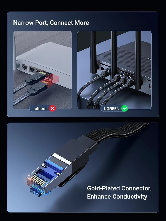 Alt view image 14 of 14 - UGREEN Cat 8 Ethernet Cable 25FT, Flat High Speed 40Gbps 2000Mhz Internet Cable 26AWG Braided Network Cord RJ45 Shielded Indoor LAN Cables Compatible for Gaming PC PS5 Xbox Modem Router 25FT