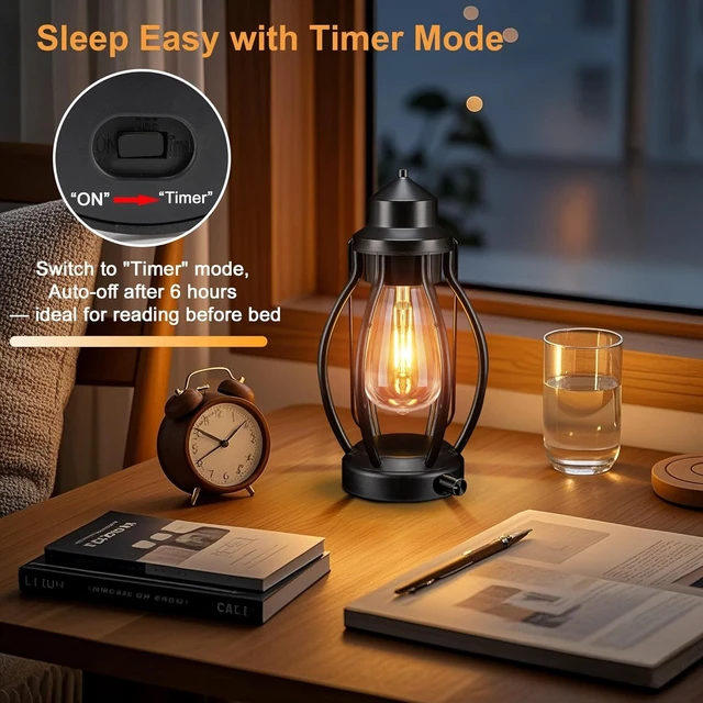 Alt view image 10 of 14 - pearlstar 2Pack Rechargeable Camping Lanterns Battery Operated Hanging Lamps Outdoor Indoor, USB-C Charge/6h Timer, Dimming Edison Bulb Light Waterproof for Table Patio Garden Yard Porch Decor&Gift