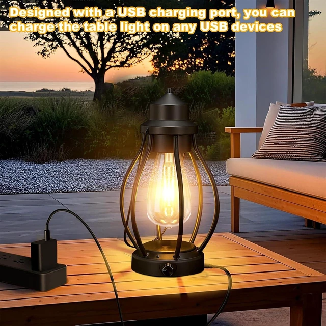 Alt view image 11 of 14 - pearlstar 2Pack Rechargeable Camping Lanterns Battery Operated Hanging Lamps Outdoor Indoor, USB-C Charge/6h Timer, Dimming Edison Bulb Light Waterproof for Table Patio Garden Yard Porch Decor&Gift