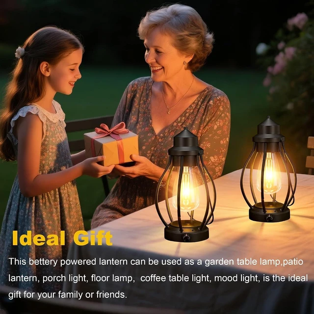 Alt view image 12 of 14 - pearlstar 2Pack Rechargeable Camping Lanterns Battery Operated Hanging Lamps Outdoor Indoor, USB-C Charge/6h Timer, Dimming Edison Bulb Light Waterproof for Table Patio Garden Yard Porch Decor&Gift