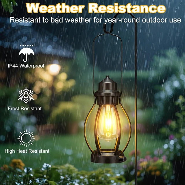 Alt view image 14 of 14 - pearlstar 2Pack Rechargeable Camping Lanterns Battery Operated Hanging Lamps Outdoor Indoor, USB-C Charge/6h Timer, Dimming Edison Bulb Light Waterproof for Table Patio Garden Yard Porch Decor&Gift