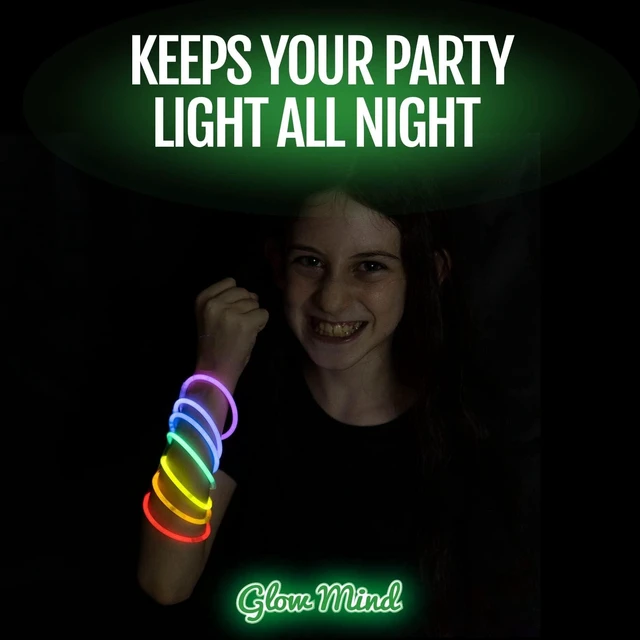 Alt view image 11 of 14 - 400 Ultra Bright Glow Sticks Bulk - Halloween Glow in the Dark Party Supplies Pack - 8" Glowsticks Easter Party Favors with Bracelets and Necklaces