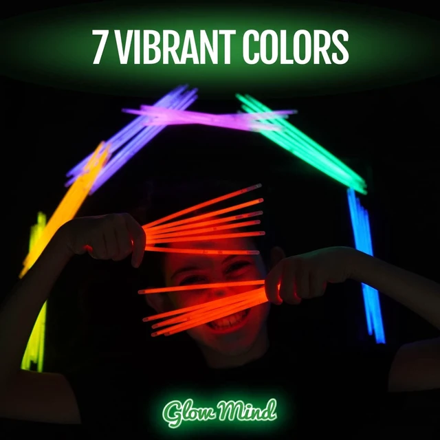 Alt view image 14 of 14 - 400 Ultra Bright Glow Sticks Bulk - Halloween Glow in the Dark Party Supplies Pack - 8" Glowsticks Easter Party Favors with Bracelets and Necklaces