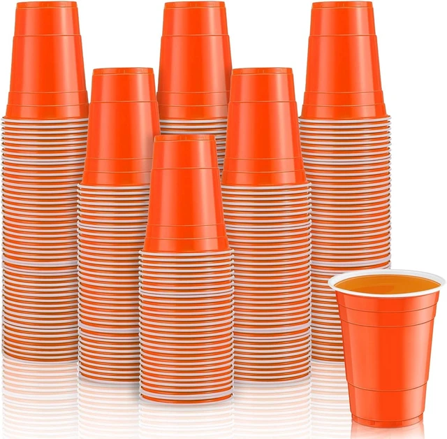 Alt view image 7 of 12 - Lounsweer 100 Pcs Graduation 16 oz Disposable Party Cups Plastic Heavy Duty Drinking Water Cups for Birthday Baby Shower Wedding BBQ Picnic Party Supplies(Orange)