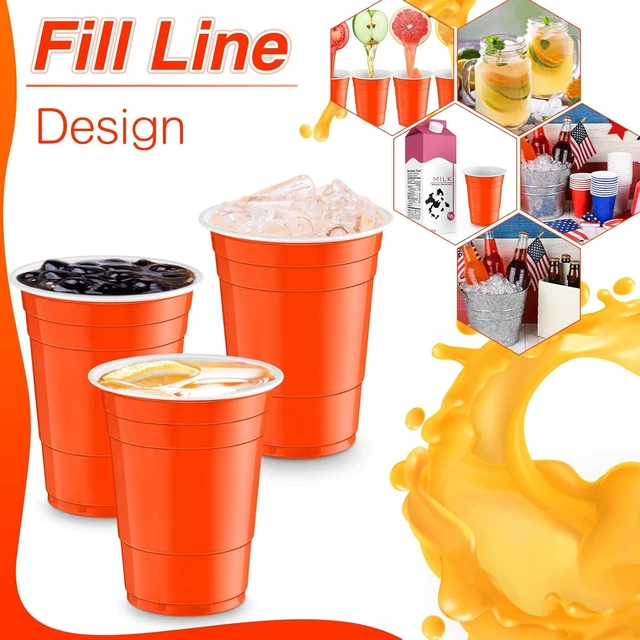 Alt view image 9 of 12 - Lounsweer 100 Pcs Graduation 16 oz Disposable Party Cups Plastic Heavy Duty Drinking Water Cups for Birthday Baby Shower Wedding BBQ Picnic Party Supplies(Orange)