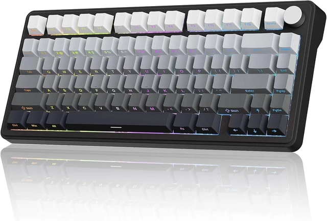 Alt view image 8 of 14 - CC MALL M75 Mechanical Keyboard,75% Gasket Hot Swappable,RGB Backlit,Side Printed PBT Keycaps,2.4Ghz/Bluetooth/USB-C Gaming Keyboards (White and Black)