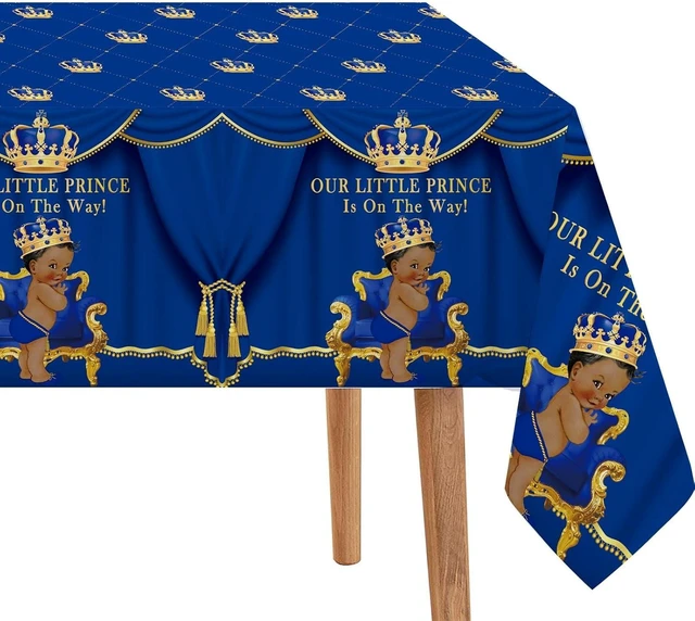 Alt view image 8 of 14 - Buerhanerry 6 Pack Royal Prince Tablecloths Baby Shower Table Cover, Little Prince Baby Shower Decorations, 108" x 54" Royal Blue Prince Birthday Party Supplies for Boys Kids