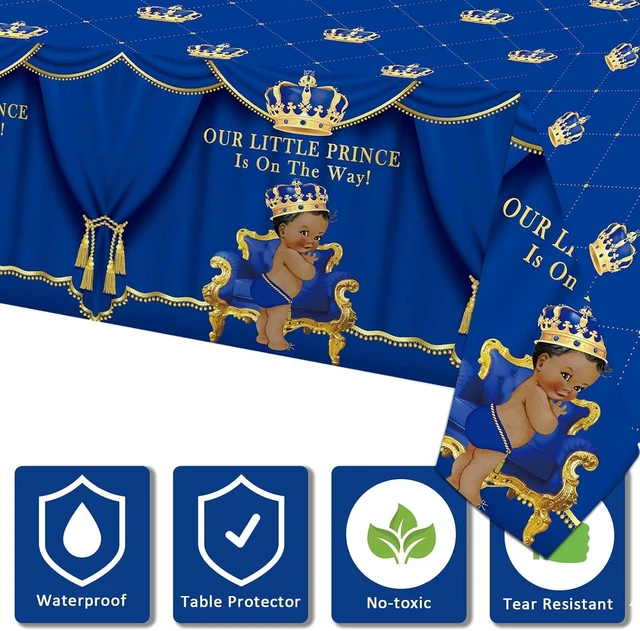 Alt view image 12 of 14 - Buerhanerry 6 Pack Royal Prince Tablecloths Baby Shower Table Cover, Little Prince Baby Shower Decorations, 108" x 54" Royal Blue Prince Birthday Party Supplies for Boys Kids