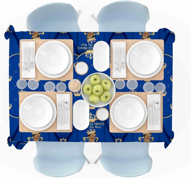 Alt view image 13 of 14 - Buerhanerry 6 Pack Royal Prince Tablecloths Baby Shower Table Cover, Little Prince Baby Shower Decorations, 108" x 54" Royal Blue Prince Birthday Party Supplies for Boys Kids