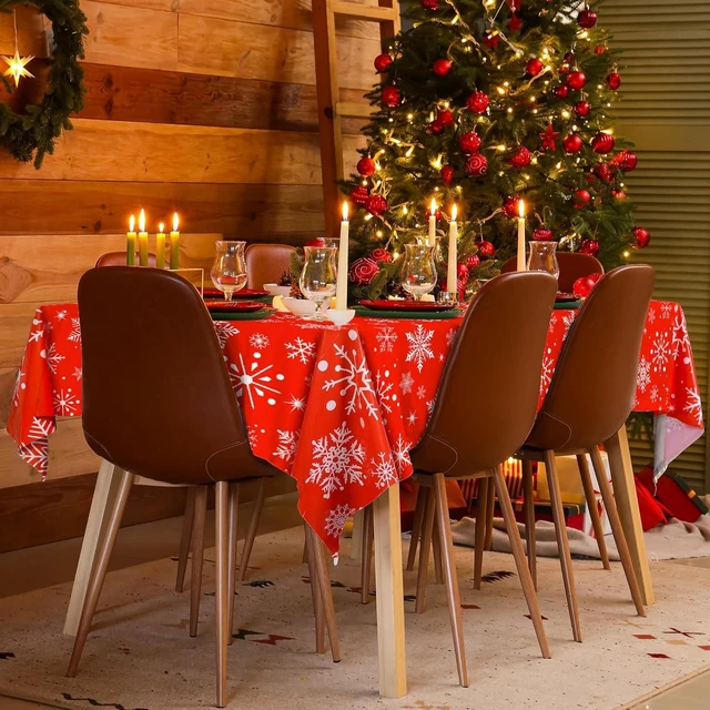 Alt view image 13 of 14 - Kochorie 100 Ft x 54 Inch Snowflake Tablecloth Roll with Cutter Box Christmas Themed Snowflake Printed Cut to Size Table Cover Disposable Winter Backdrop for Frozen Birthday Party Supplies