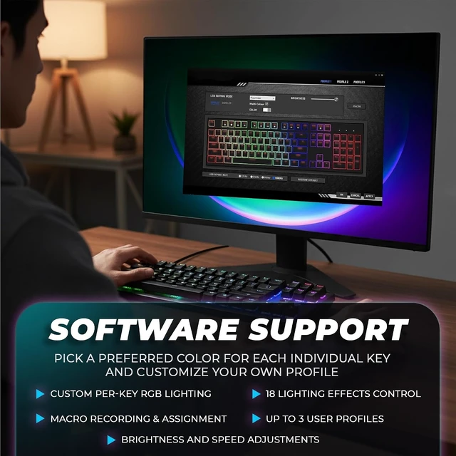 Alt view image 13 of 14 - TECWARE Phantom+ 87 Mechanical Gaming Keyboard | RGB LED Backlit | Hot Swappable Wraith Red Switches | 87 Key TKL Layout | Thocky Sound Profile | Detachable USB-C Wired | Black