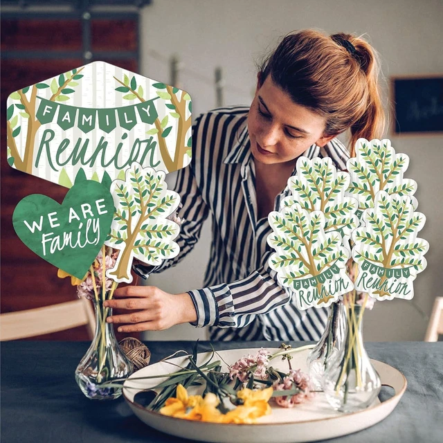 Alt view image 10 of 14 - Big Dot of Happiness Family Tree Reunion - Family Gathering Party Centerpiece Sticks - Showstopper Table Toppers - 35 Pieces