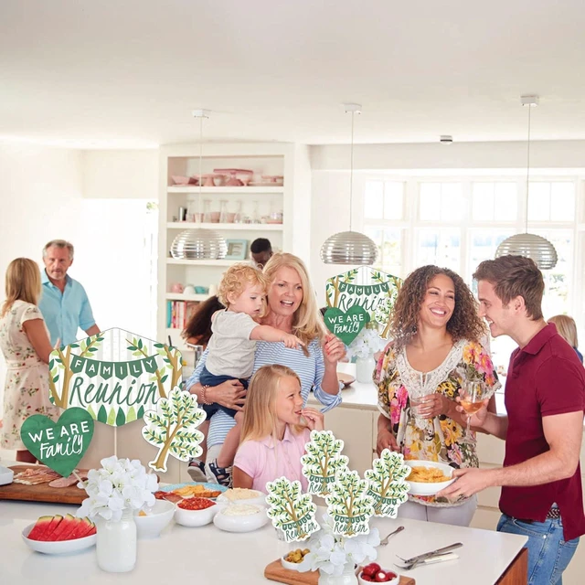 Alt view image 12 of 14 - Big Dot of Happiness Family Tree Reunion - Family Gathering Party Centerpiece Sticks - Showstopper Table Toppers - 35 Pieces