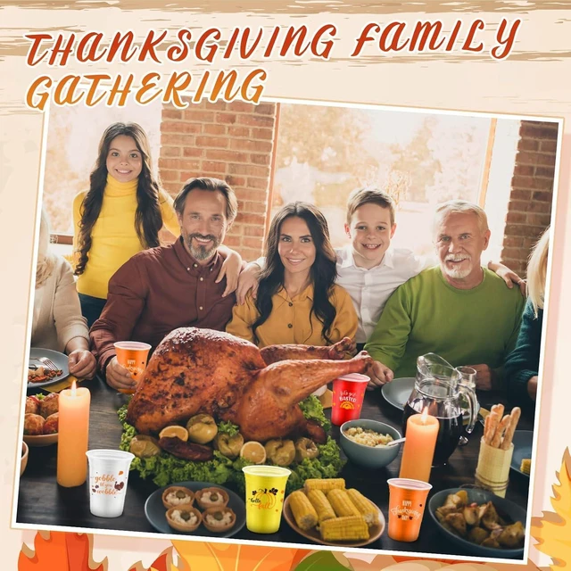 Alt view image 13 of 14 - Uiifan 60 Pcs Thanksgiving Plastic Cups 16 oz Disposable Fall Party Cup Friendsgiving Plastic Stadium Cups Turkey Pumpkin Maple Leaves Drink Cup Hot Cocoa Bar Supplies for Autumn Party