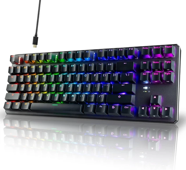 Alt view image 8 of 14 - TECWARE Phantom+ 87 Mechanical Gaming Keyboard | RGB LED Backlit | Hot Swappable Wraith Red Switches | 87 Key TKL Layout | Thocky Sound Profile | Detachable USB-C Wired | Black