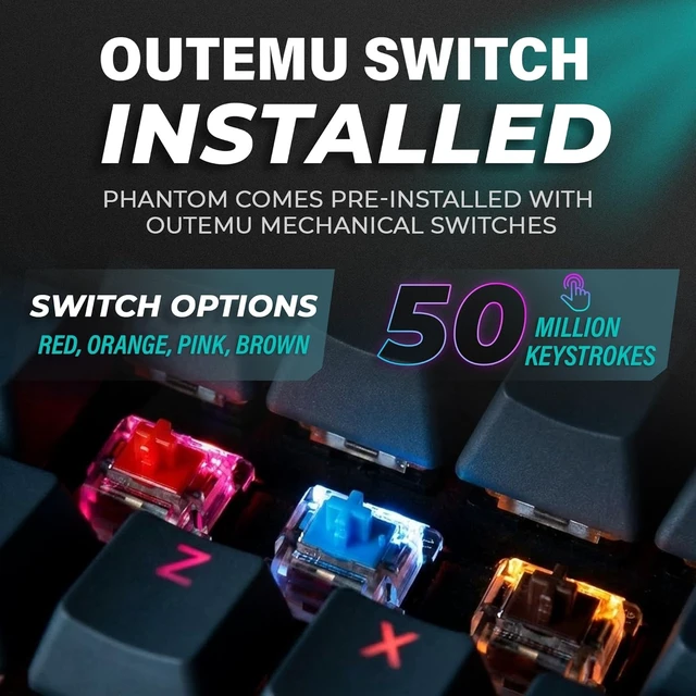 Alt view image 11 of 14 - TECWARE Phantom+ 87 Mechanical Gaming Keyboard | RGB LED Backlit | Hot Swappable Wraith Red Switches | 87 Key TKL Layout | Thocky Sound Profile | Detachable USB-C Wired | Black
